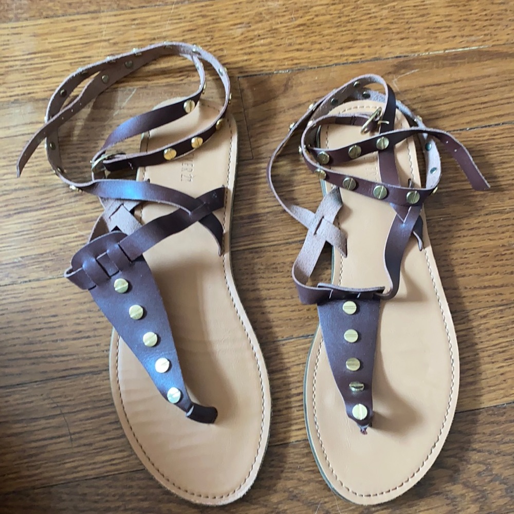 Brown studded gladiator sandals